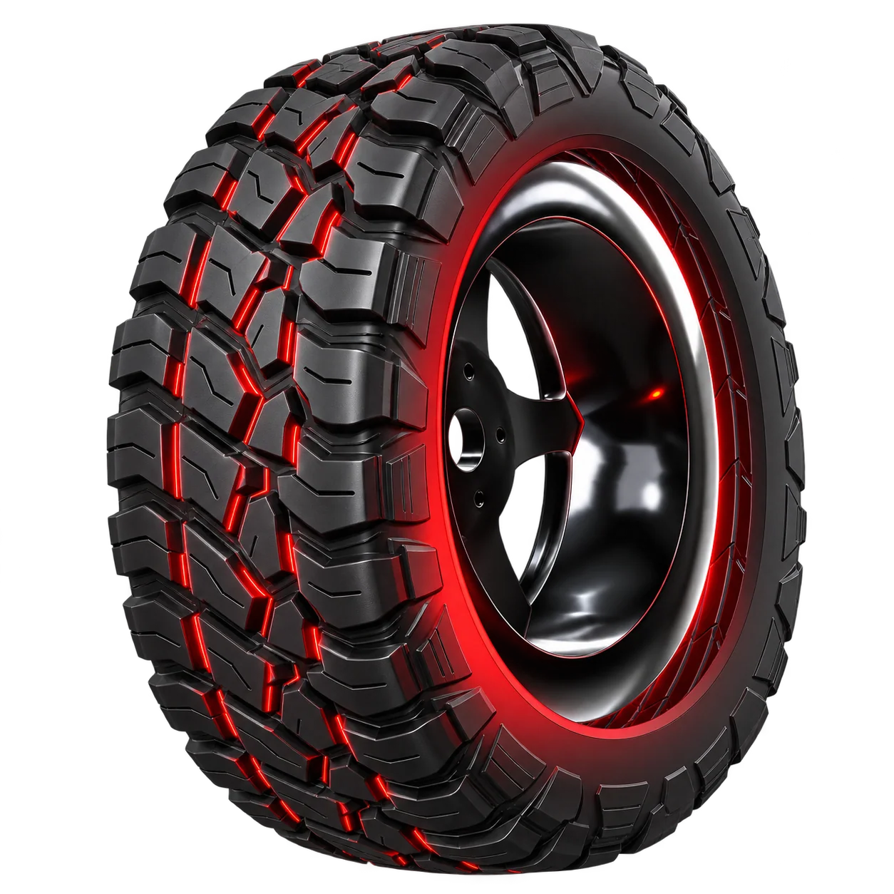 Neumático para camioneta con iluminación roja