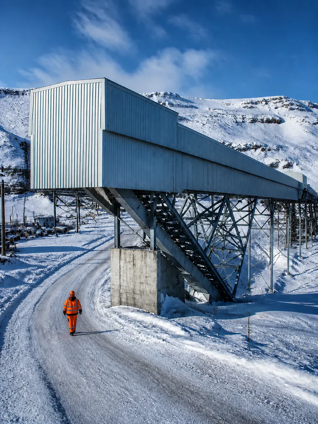 Transportador industrial de KRK en operación invernal