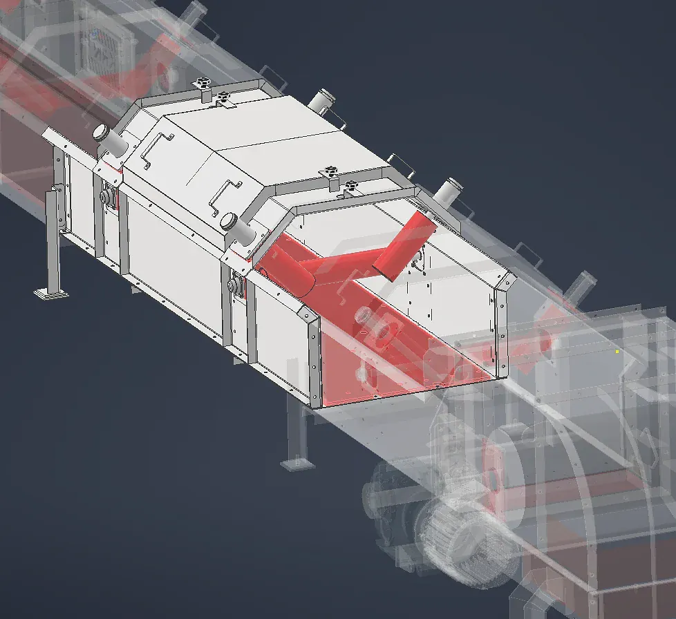 Modelo de ingeniería de chute y sistema de alimentación